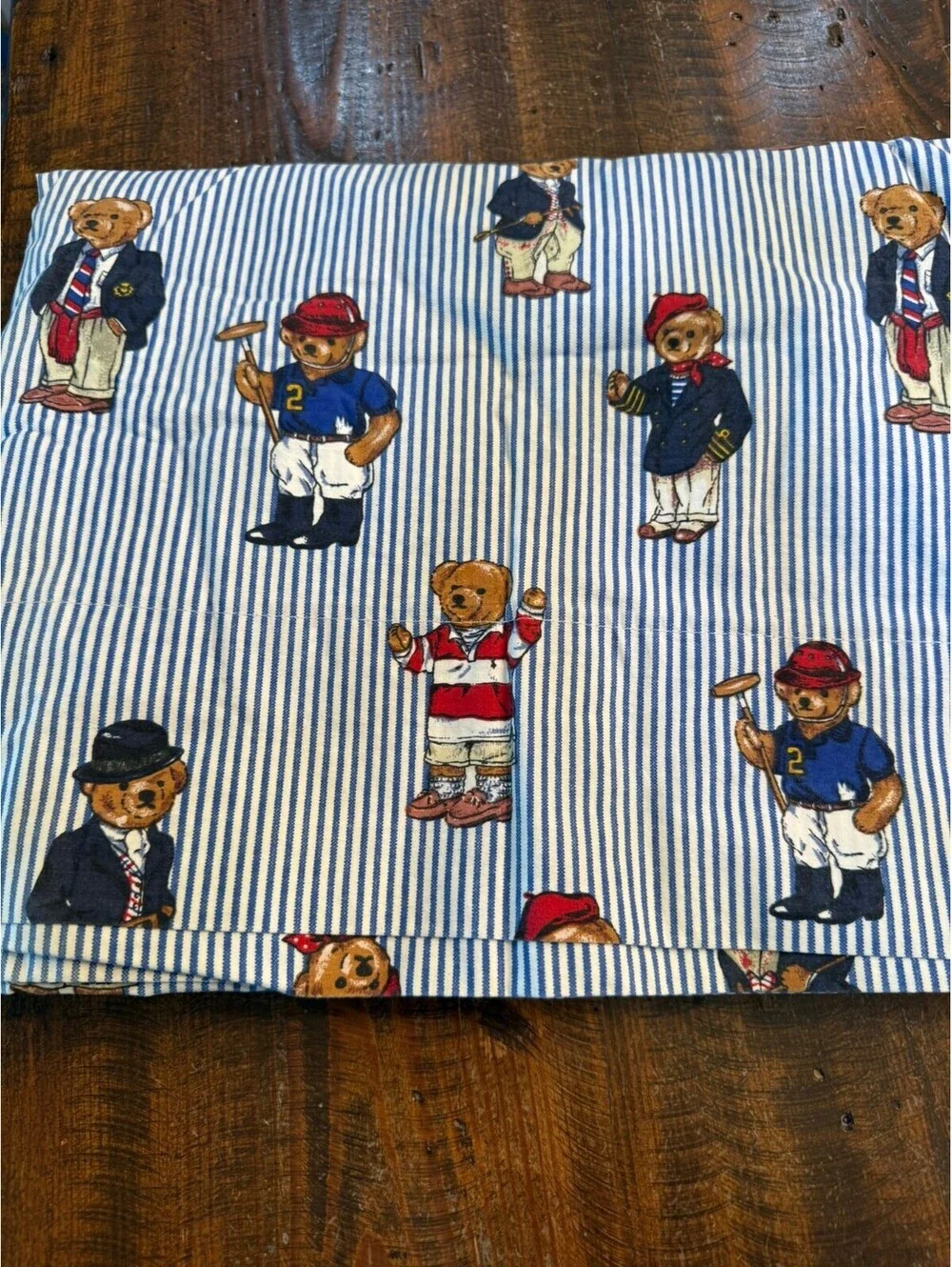 Vintage Y2K Polo Ralph Lauren Bear Print Cotton Twin Sheet/pillowcase